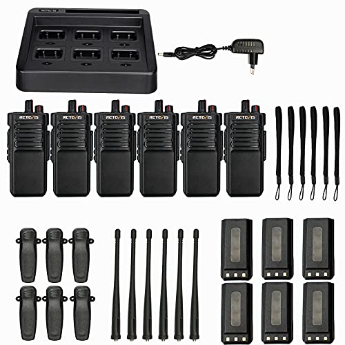 Retevis RT29 Walkie Talkie, Walkie Talkie Professionale con Caricatore a Sei Vie, Batteria Grande da 3200 mAh, 16 Canali, Monitor di Scan VOX TOT, Walkie Talkie a Lunga Distanza (6 Pezzi, Nero) - Image 8