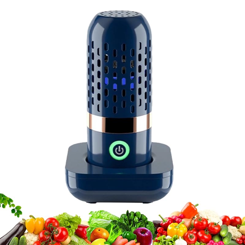 Lavaggio portatile di frutta e verdura, purificatore alimentare senza fili, detergente ricaricabile USB per frutta, verdura, carne, riso, cereali, stoviglie da cucina (1, blu marino), giallo navy