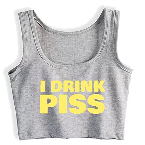 Summer Drink Piss Print Breathable Sleeveless Slim Fit Crop Top Gym Vest for Woman