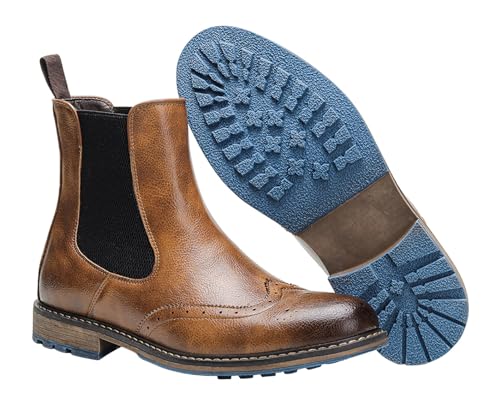 Santimon Chelsea Boots Men Casual Dress Leather Wingtips Slip On Boots Wedding Fashion Tuxedo Formal Ankle Boots for Men4