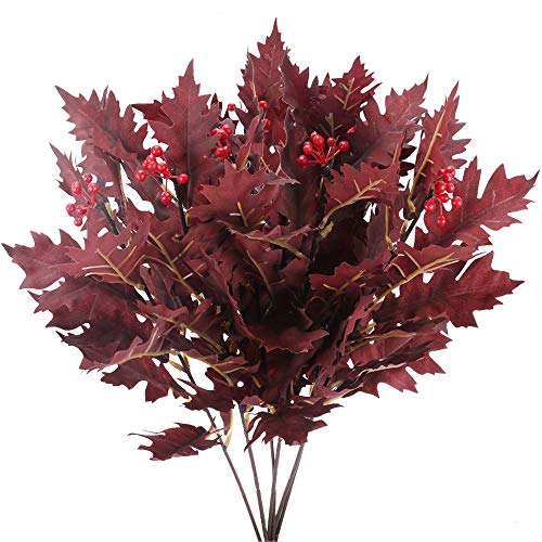 HUAESIN 6pcs Arbusto Artificial Decoracion Navideñas Plantas de Plastico Flor Navidad con Bayas de Acebo de Navidad Rojas para Jarron Mesa Boda Fiesta Balcon Cocina Chimenera Maceta