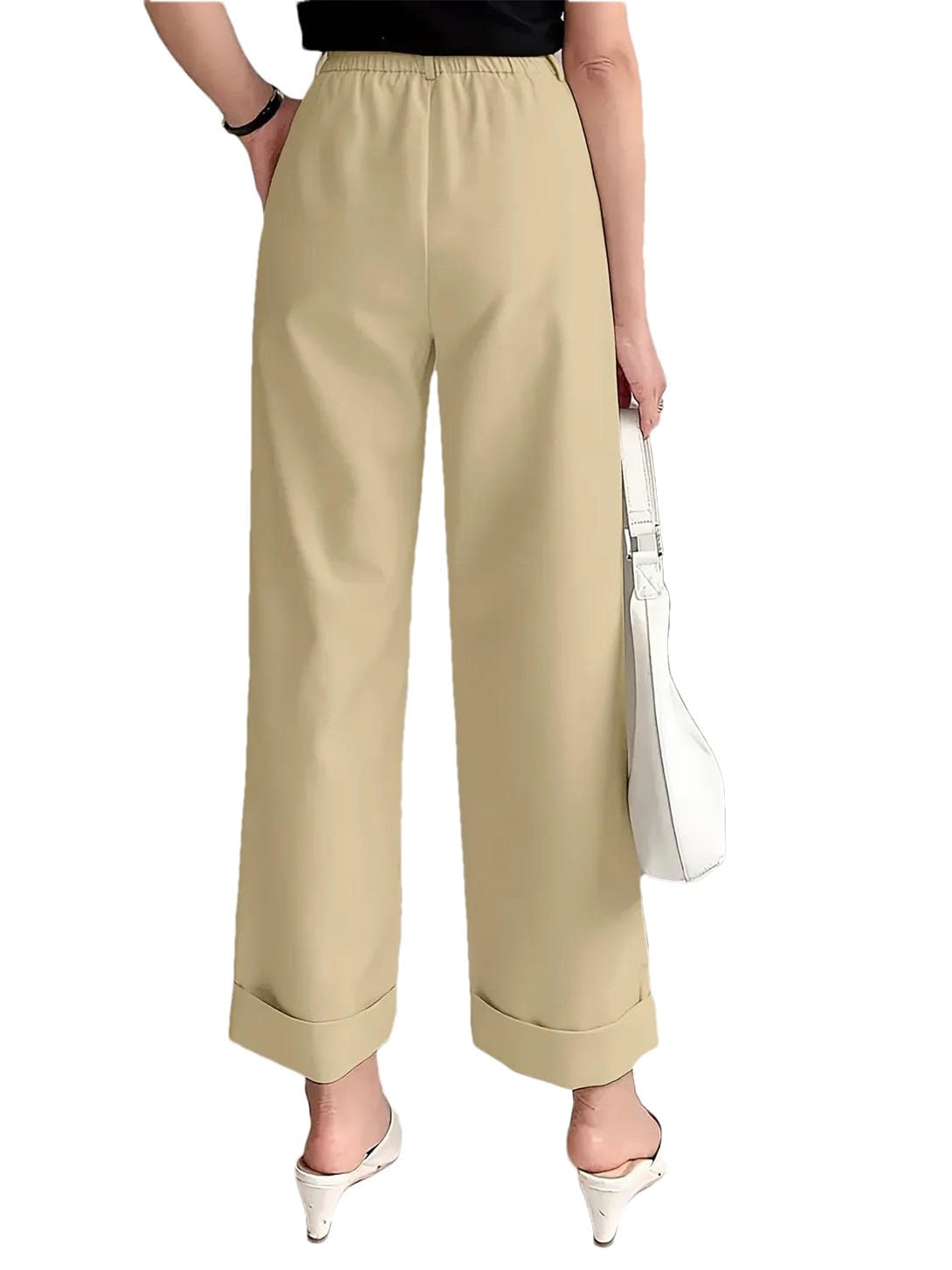 Womens High Waist Wide Leg Pants Slim Fit Casual Formal Dress Trousers Flowing Comfortable Office Work Pants with