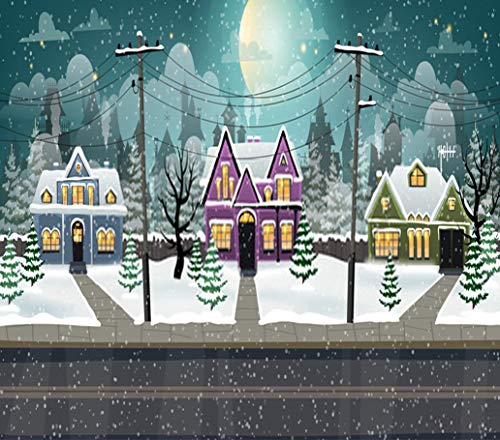 DIY 5D Diamond Painting Kit Winter City Christmas House Full Moon Snow Tree 16