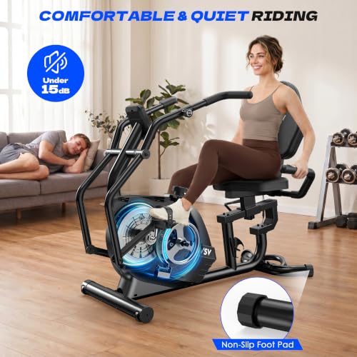 Image of Recumbent Exercise Bike, Recumbent Stationary Bike for Home, Recumbent Bike with 400LB Weight Capacity Whisper-Quiet 16 Levels Magnetic Resistance Heart Rate and Multi-Function LCD Comfortable Seat
