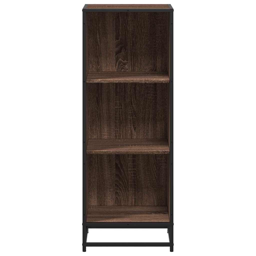 Libreria marrone effetto rovere, in legno con struttura in metallo, 40 x 35 x 107,5 cm, divisorio con 3 scomparti, per soggiorno, ufficio, studio, salvaspazio e robusta