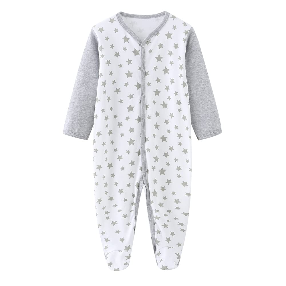 Chamie Baby Clothes Newborn Sleepsuit Footed Cotton Baby Grow for Boys and Girls,9-12 Months