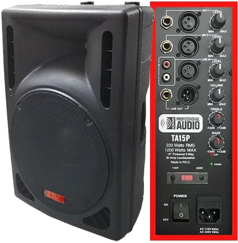 1200 Watt Powered DJ Speaker - 15-inch - Bi-Amp 2-Way Active Speaker System by Adkins Pro Audio - TA15P