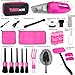 THINKWORK Car Detailing Kit Interior Cleaner, Car Cleaning Kit with 8000PA Cordless Pink Handheld Vacuum Cleaner, Car Interior Detailing Brush Set, Pink Car Accessories, Gift for Women