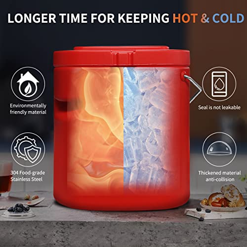 Plieren Insulated Soup Container Commercial Food Warmer For Hot Or Cold Food, 2.5 Gallon Hot Box For Catering, Food Cooler With 4 Buckles, Handles, & Spoon, Soup Carrier For Restaurant, Canteen, Home #TOP2
