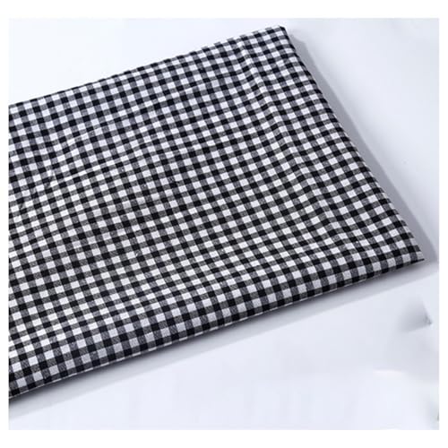 Tissu vichy noir et blanc au mètre en polyester-coton pour couture et déco 500x148cm