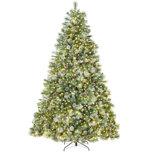 Best Choice Products 7.5ft Pre-Lit Scotch Pine Christmas Tree, Premium Frosted Pre-Decorated...