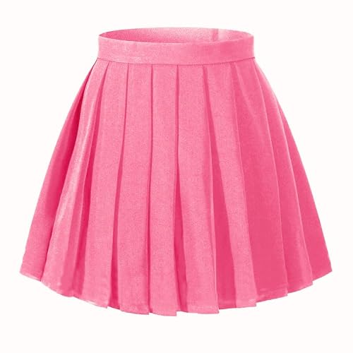 Beautifulfashionlife Girl's High Waist A-Line Pleated Japan Anime Skirts Costumes(S,Rose red)