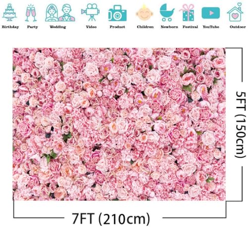 Fondo floral rosa 7x5 ft para fotografía y decoración miniatura 5