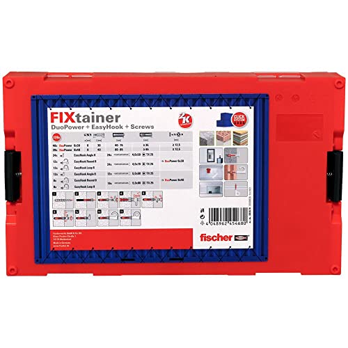 fischer FixTainer DuoPower + EasyHook + Schraube TX, Set aus verschiedenen Haken, DuoPower Dübeln, Abdeckkappen und Schrauben… – Ansicht 3