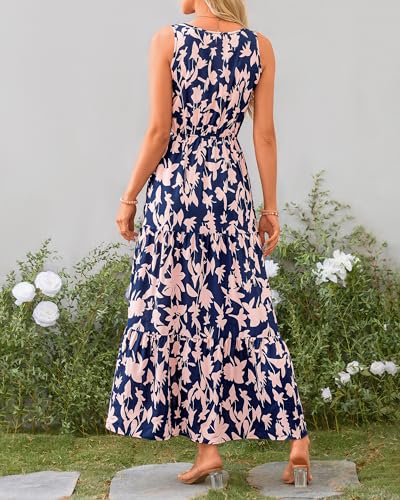 BTFBM Women Summer Dresses Casual Sleeveless Maxi Dresses Cute Floral Long Dress Wedding Guest Dress4