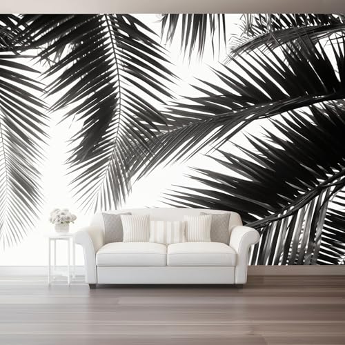 Papel Pintado Pared 3D Papel Tapiz Tropical Negro Hojas De Palma Líneas Fotomurales 3D Tv Fondo Pared Dormitorio Murales Papel Tapiz Moderno
