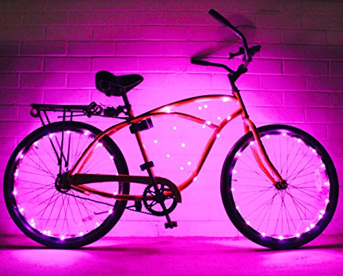 N&M Products Bike Wheel/Lights - Colorful Light Accessory for Bike - Perfect for Burning Man (Pink)