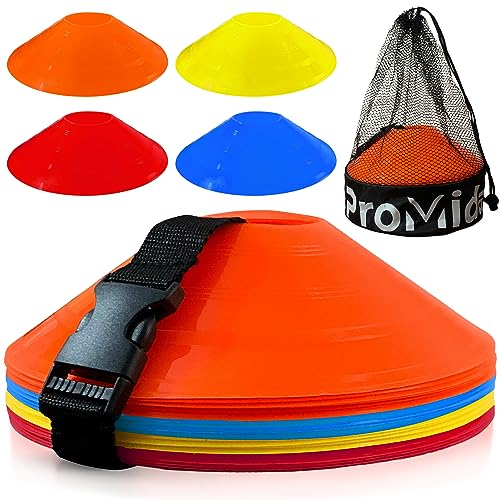 Disc Soccer Cones for Training Kids - 200,100,50 Small Plastic Cones for Sports Training - Flexible Conos for Soccer Practice Equipment, Basketball & Football Drills Equipment (Multi Color - 100 Pack)