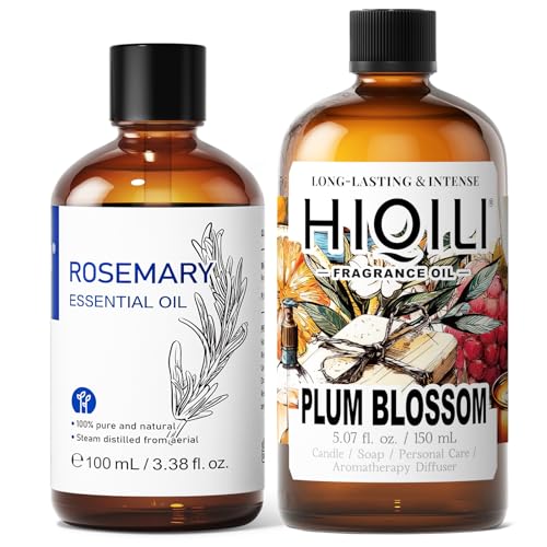 HIQILI Aceite Esencial Romero 100ML y Fragancia Flor de Ciruelo 150ML