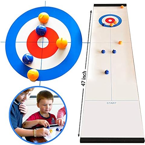 Tabletop Curling Game,Compact Curling Family Games for Kids and Adults Compact Curling Board Game Portable Mini Tabletop Games for Family/School/Travel Cover