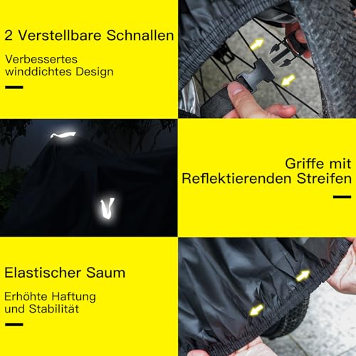Faireach Fahrradabdeckung Wasserdicht, Fahrradgarage Wetterfest Plane mit 420D Hochwertige Qualität Oxford-Gewebe… – Ansicht 5