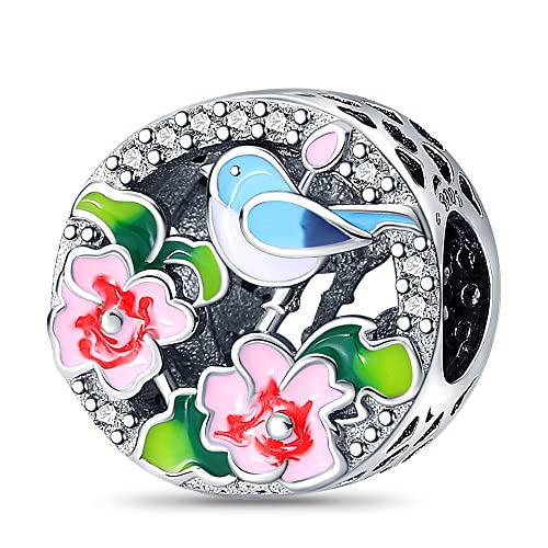 Pandach Best Gift For Mom Silver Women Bead Charms Magnolia Bloom Pale Cerise Enamel Beads For Women Bracelet #TOP14