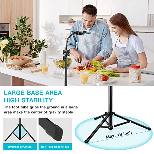 Image of 74 inch Flexible Phone Tripod, Tall Cell Phone Tripod with Adjustable Gooseneck & Remote, Portable Camera Cellphone Stand for Video Recording, Compatible with iPhone Android