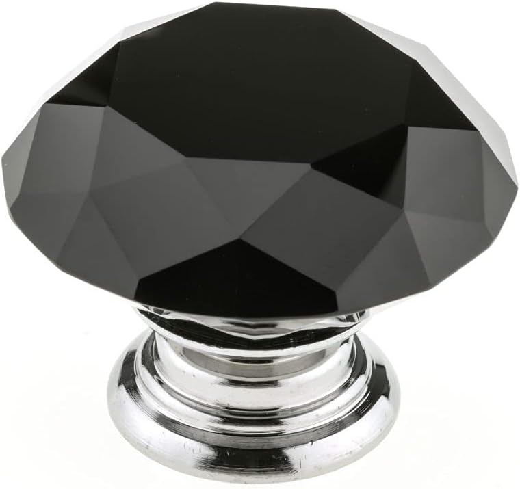Richelieu Hardware BP87765014090 Bolzano Collection 2-inch (50 mm) Black Crystal and Chrome Modern Cabinet and Drawer Knob for Kitchen, Bathroom, and Furniture