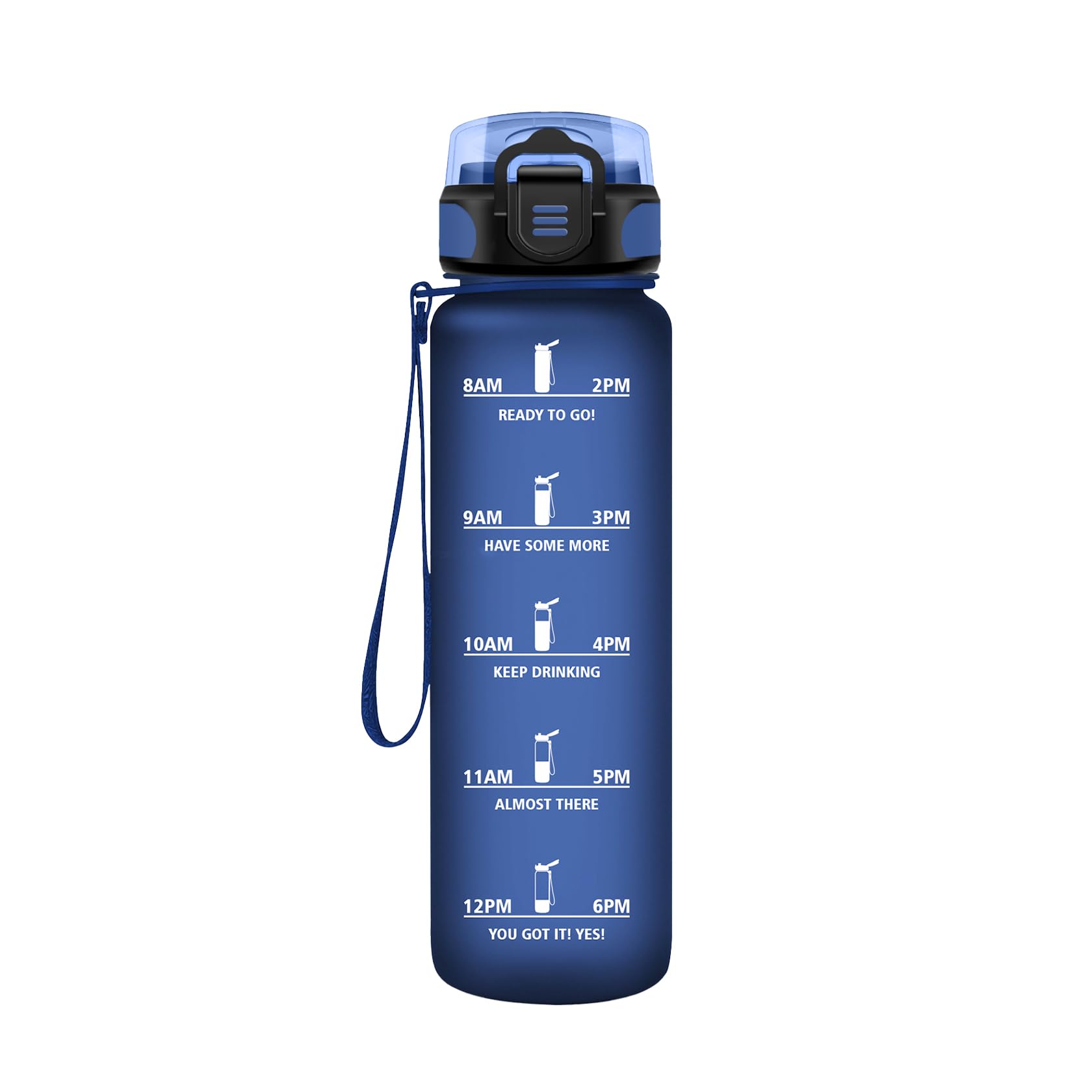 HoneyHolly Sports Water Bottle, 500 ml, Leak-Proof Plastic, Suitable for Carbonated Drinks, Sports Bottle for Bicycle, Children, School, Fitness, Yoga, Navy Blue
