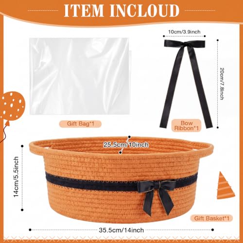 Image of Colingmill 1 Set Woven Empty Basket for Gift,Orange Black