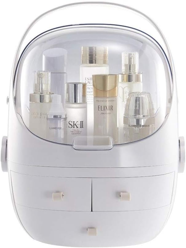 Cosmetic Organizer Storage Box with Drawer, White - Large