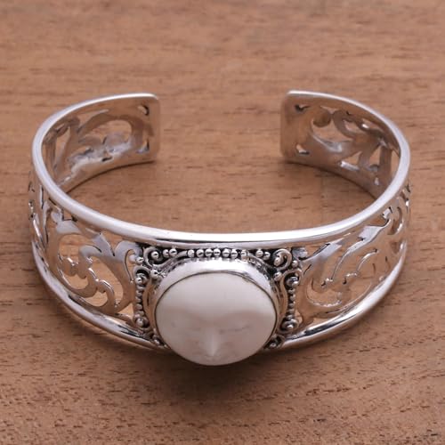 NOVICA .925 Sterling Silver Bone Cuff Bracelet | Hollow Open Bangle | Adjustable | Artisan Handcrafted Designer Collection | Snake Chain | Indonesia 'Ocean Soul' 6.25 in. L (end to end) x 0.8 in. W3