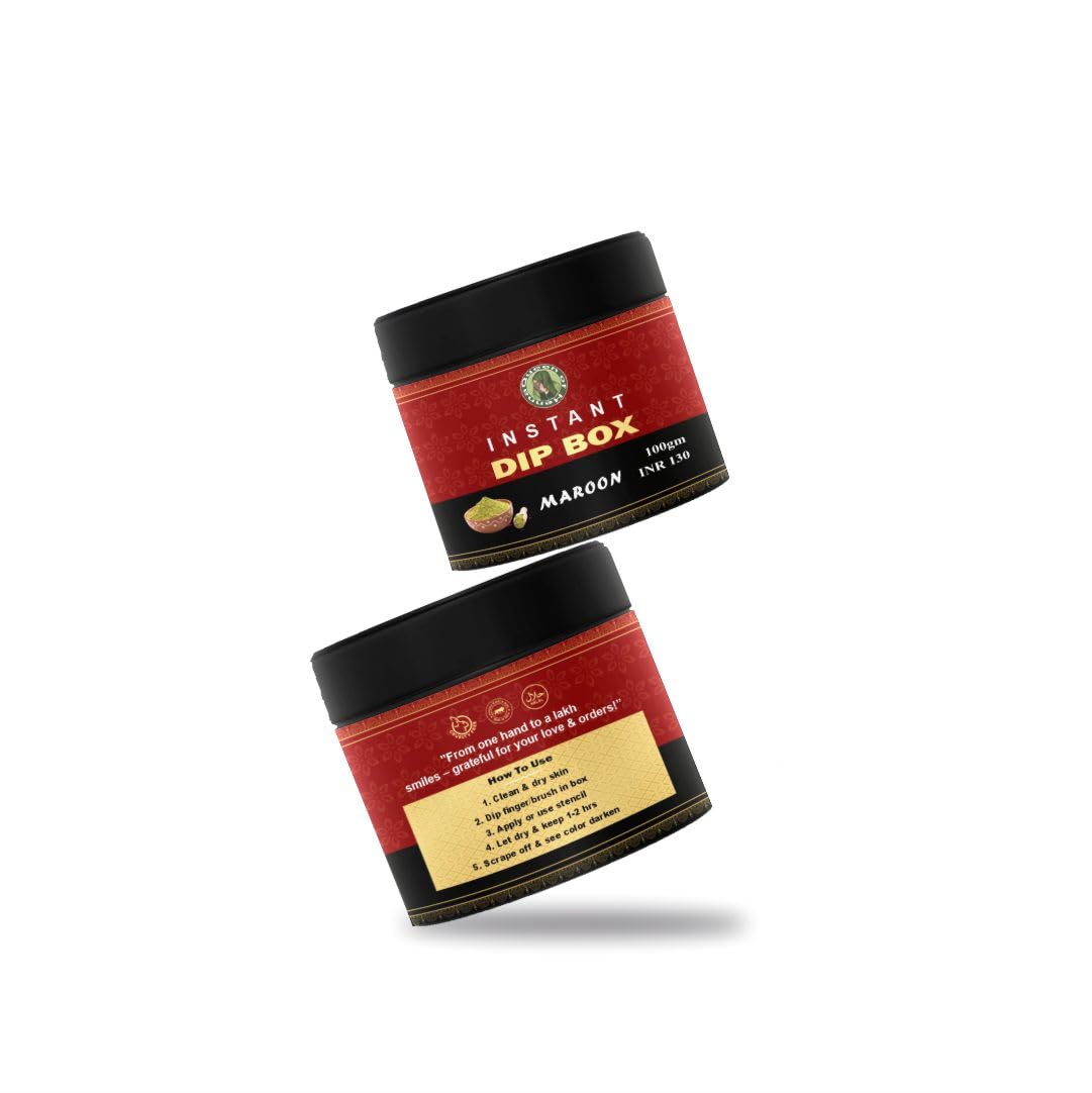 Instant Henna Dip Box | Homemade Henna Paste (Maroon)-picture-16