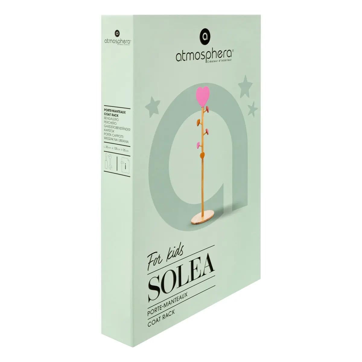 Porte-Manteau Enfant Cœur Solea 135cm Naturel Atmosphera