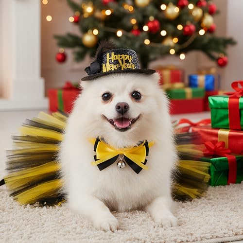 Set de disfraz de Año Nuevo para perro mediano, 3 piezas miniatura 6