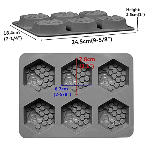 Dd-Life 2Pcs 3D Bee Silicone Soap Molds, Hexagonal Honeycomb Silicone Molds For Homemade Soaps Chocolate Jelly Cake Making #TOP1