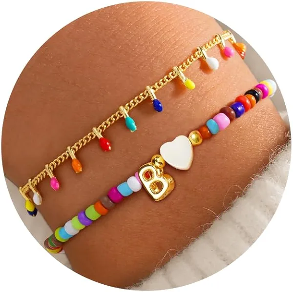 Turandoss Bracelets Jewelry for Girls, Teen Girl Gifts, Letter Initial B Charm Bracelets, 10 Year Old Tween Girl Birthday Gifts