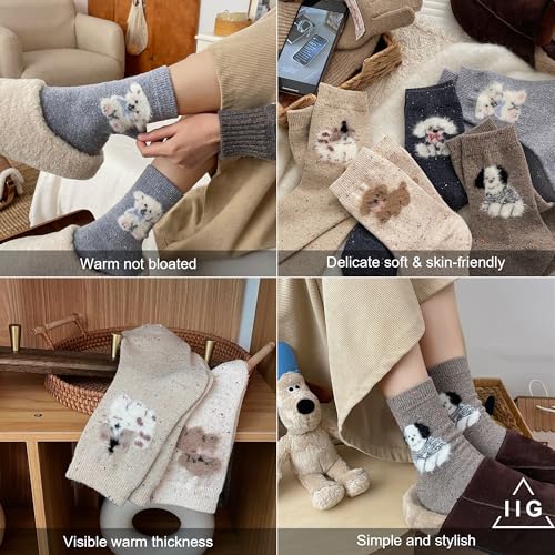 Image of IIG Winter Warm Wool Socks for Women Original Design Trendy Boot Socks Ideal Gift