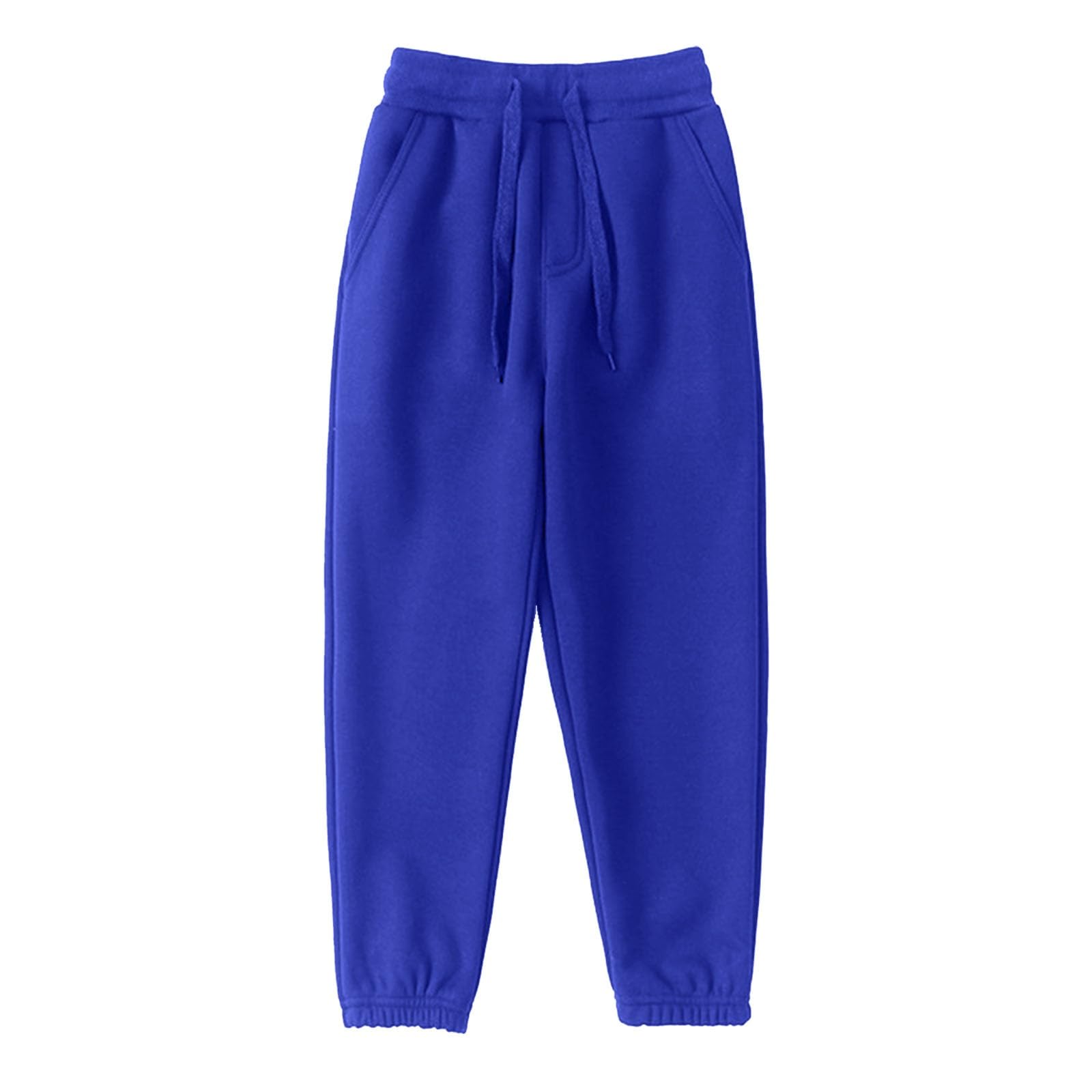 Kids Unisex Elastic Waist Pants Fashion Causal Solid Color Sweatpants for Boys Girls Youth (Dark Blue, 4-5 Years)