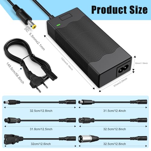 42V 2A E-Scooter Oplader Met 6 Stekkers, Compatibel Met Xiaomi, Ninebot, Hoverboards En E-Bikes. Hoverboard Laadkabel, Voedingsadapter Voor 36V Lithium Batterij Accu Elektroroller - Afbeelding 3