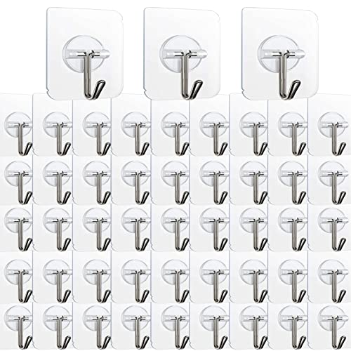Image of 100 Pack Adhesive Hooks Wall Hooks 24lb(Max) Heavy Duty Self Adhesive Hooks