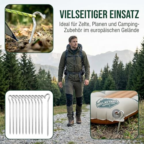 Zeltheringe, 【14/26Packung】 Heavy-Duty 18cm Zelt Heringe Metall Zelthaken Aluminium Heringe Erdnägel für Harte Böden, ideal für Garten, Camping, Angeln und Zelten 4
