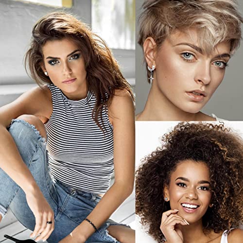 Foreveryouth 38 Pieces Stainless Steel Dangling Earrings For Men Women Cross Black Earrings Cz Studs,Mens Feather Triangle Dangle Kpop Hoop Earrings Set #TOP5