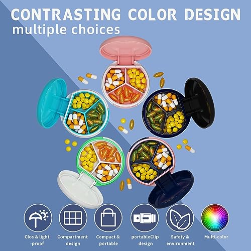 Image of Serfeymi Small Pill Case for Purse, Unique Artistic Patterns Travel Pill Box with 3 Compartments, Portable Mini Pill Organizer for Pocket, Decorative Pill Container for Purse - Black(Logo)