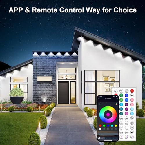 150FT Permanent Outdoor RGB Lights - IP65 Waterproof with Smart App Control Remote, DIY Scene Modes, Music Synchronization, Eaves Lights For Garden Decor, Deck, Christmas, Party, Party, Halloween,Roof by Vrribonx - Image 3