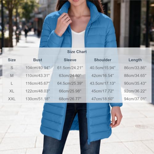 fartey Womens Winter Coats Long Quilted Puffer Jacket Zip Up Warm Outerwear - image 6