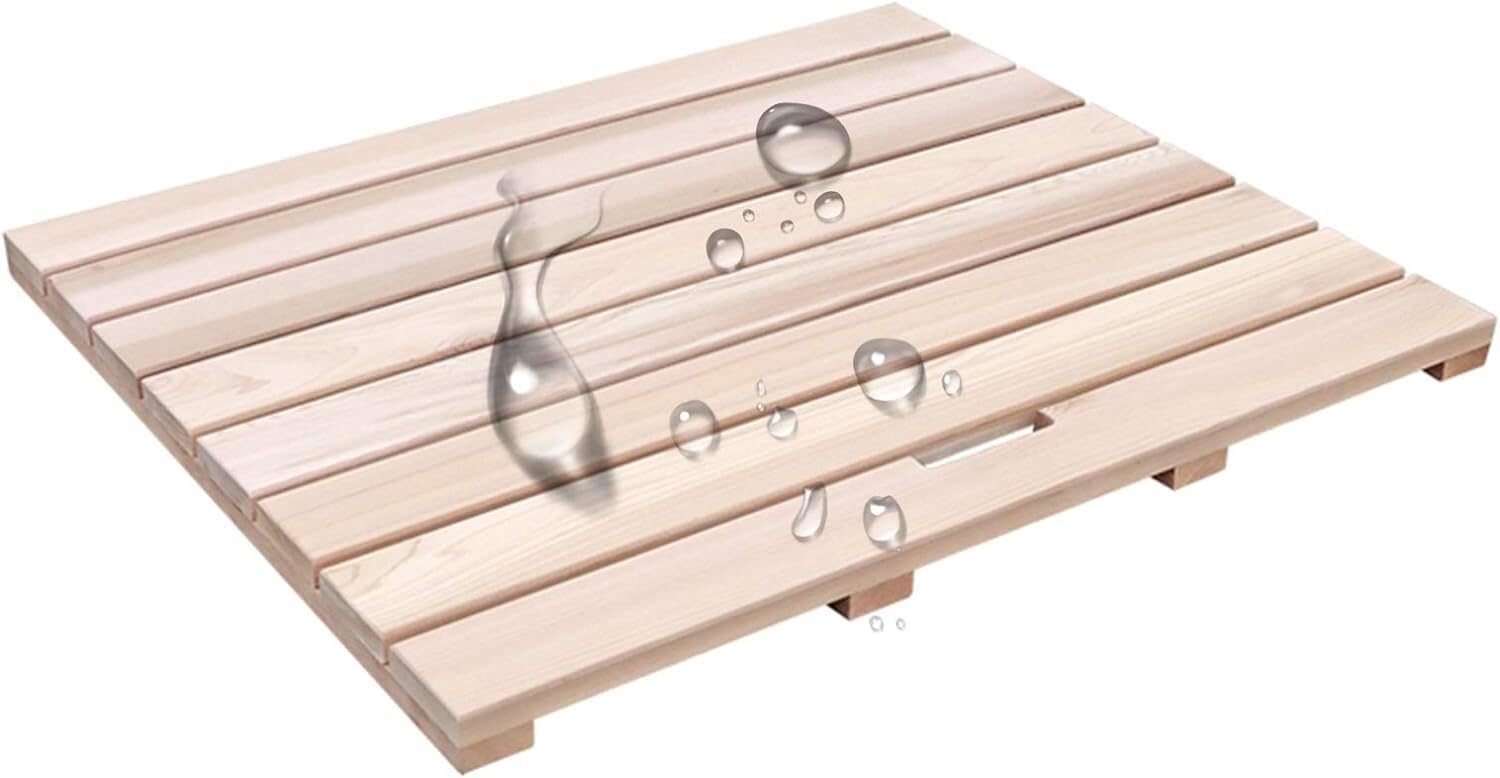 Hpthly A Wood Shower Bath Mat Bathroom Non-Slip Foot Pedal Durable Drain Pad Customizable Size,-60X60cm