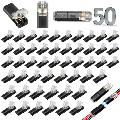 Connecteur rapide LED 2 broches basse tension sans dénudage pour ruban lumineux (Lot de 50)