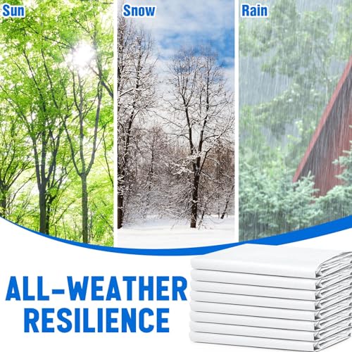 Image of 8 Pack White Tarps 6 x 8 ft, 5.5 Mil Heavy Duty Waterproof Tarp, Multipurpose Shade Tarps for Patio, Swimming Pools, Boats, Camping, Courtyards, Sun Shade & Outdoor Protection Cover