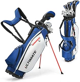 Tangkula Complete Golf Clubs Package Set 10 Pieces for Men & Women Right Hand, Includes 460cc Alloy Driver, 3# Fairway Wood, 4# Hybrid, 6#, 7#, 8#, 9# & P# Irons, Free Putter, Stand Bag (Blue)